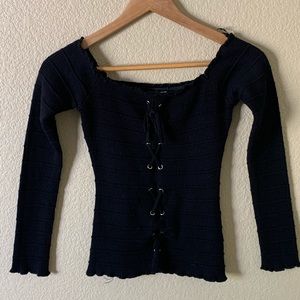 Black corset lace up top